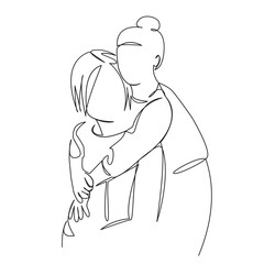daughter hugs mom