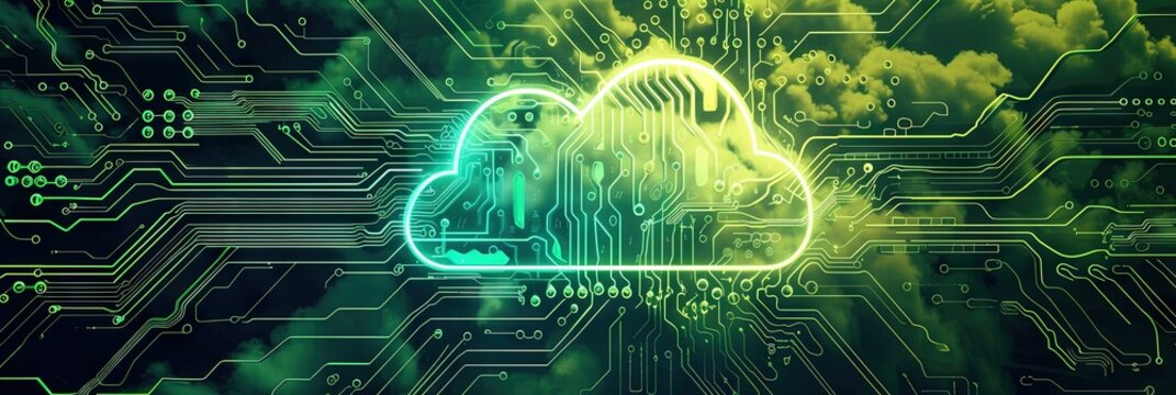 Cloud computing. Advanced technology concept banner with plenty of copy space. 