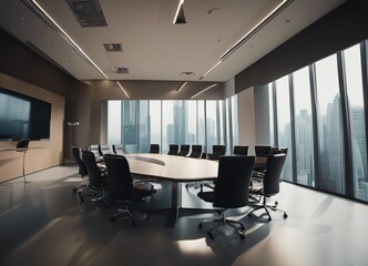 rear view of the meeting room and business people
