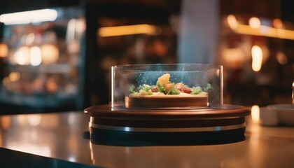 Fototapeta premium Interactive Food Display, a dish that interacts with the diner through sensors, changing color