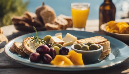 Mediterranean Breakfast Plate, a Mediterranean-inspired breakfast with olives, cheese