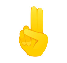 Hand points with two fingers icon. Yellow gesture emoji vector illustration.

