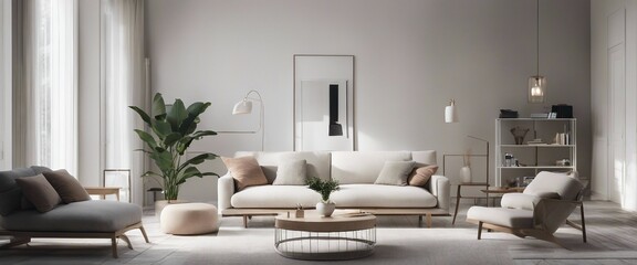 Nordic Design, a scene inspired by Nordic interior design, featuring clean lines, light colors - obrazy, fototapety, plakaty