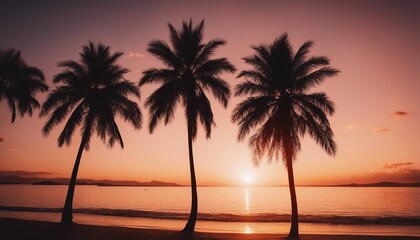 Palm Tree Sunset Silhouette, the silhouette of palm trees against a vibrant sunset sky