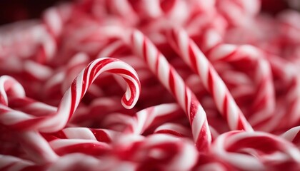 Peppermint Candy Canes, a bunch of red and white peppermint candy canes, arranged in a festive - Powered by Adobe