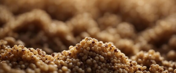 Whole Grain Quinoa, a close-up of raw quinoa grains, their intricate details and natural hues
