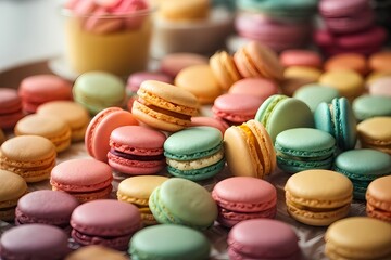 Obraz premium colorful macaroons on wooden background