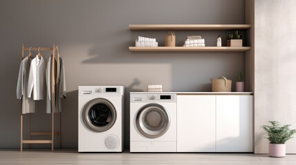 efficiency of an indoor washing machine, making laundry day a breeze. Perfect for promoting modern living and the ease of home appliance use