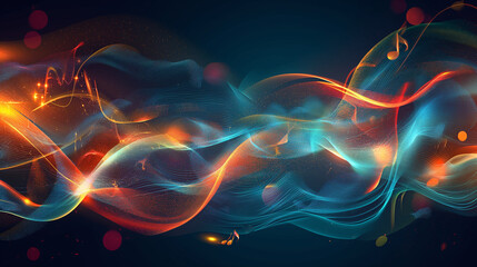 a visually striking abstract music background with elements reminiscent of musical notes, waves