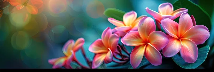 Gordijnen Colorful plumerias flowers blossoming in the spring daylight © Brian