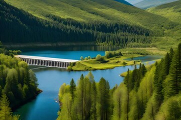 Obraz premium Powerpoint stock photo of nature that looks clean and contains hydro power dam,