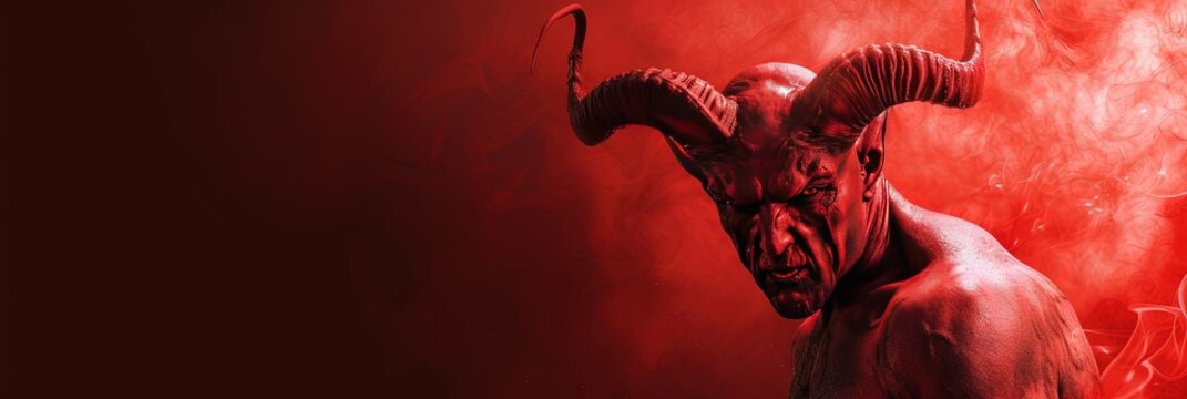 Red devil - Satan with devil's horns on red hellish background