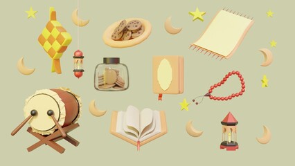 Set of ramadhan icons symbols assets elements