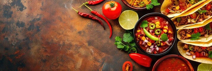 Cinco de Mayo concept with tacos and salsa 