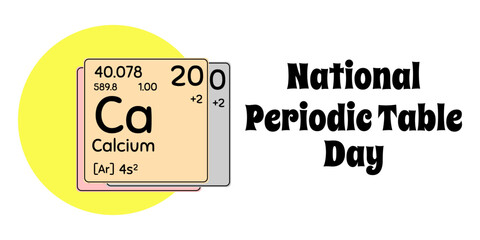 National Periodic Table Day, horizontal poster or banner design about science holiday