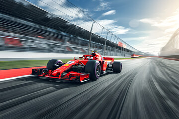 Formula 1 bolid on racing track, F1 grand prix race