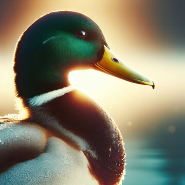 Mallard Duck, Anas platyrhynchos, Pato Real Mexicano, anade real, anade azulon o pato de collar, collared duck, Кряква, high quality portrait,  isolated background.