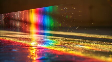 Spectrum of light refracted through a prism, creating a rainbow of colors