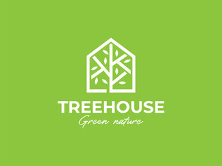 tree house logo vector illustration. nature house logo template