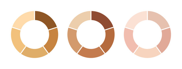 Human skin tone set light to dark in circle infographic style Skin tan tone with Light pale, pale, brown, tanned, dark brown and black skin tone shades in group circle with names - Vector Art - obrazy, fototapety, plakaty