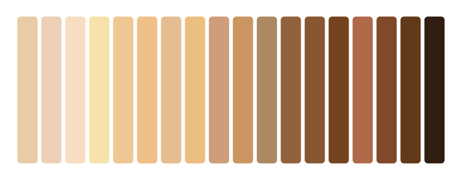 Human skin tone set light to dark. Vector Art.