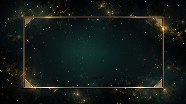 A luxurious gold rectangle frame set against a sleek black backdrop.