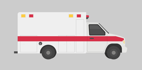 Emergency Ambulance Car in Flat Style Vector Illustration.	