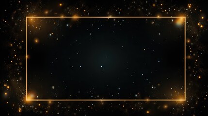 Obraz premium A black background adorned with a dazzling, empty gold rectangle frame.