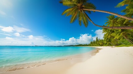 A beach and sea that is both beautiful and tropical