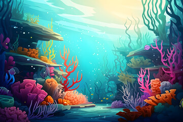 Fototapeta na wymiar Vibrant underwater coral reef background
