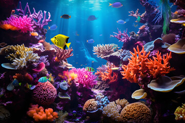 Fototapeta na wymiar Vibrant underwater coral reef background