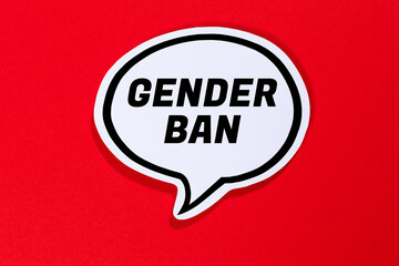 Gender ban against gender-appropriate language in speech bubble communication concept