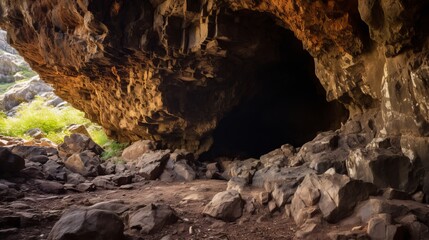 A close-up look at the cave. - obrazy, fototapety, plakaty