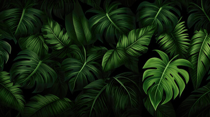 beautiful drawing inspired tropical leaves, wallpaper design