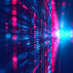 Obraz premium Abstract Digital Network: Futuristic Technology Background with Blue Cyber Connectivity and Glowing Binary Code Illustration