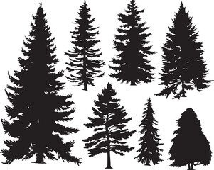 Fototapeta premium Set Trees. Hand drawn vector illustration