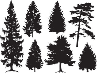 Set Trees. Hand drawn vector illustration