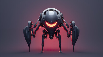 a dangerous red themed futuristic robot in a cartoon style