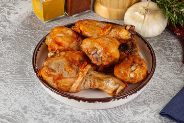 Raw marinated chicken drumstick for cooking