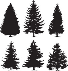 Set Trees. Hand drawn vector illustration