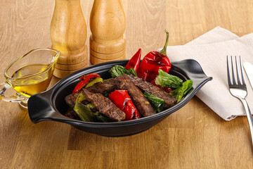 Salad with grilled beef steak