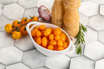 Marinated natural yellow cherry tomato