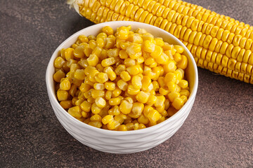 Marinated corn in the bowl