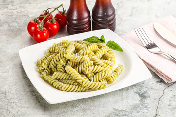 Italian pasta with basil pesto
