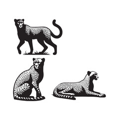 Racing Whispers: Cheetah Silhouettes in an Artistic Display of Speed and Agility - Cheetah Illustration - Cheetah Vector

