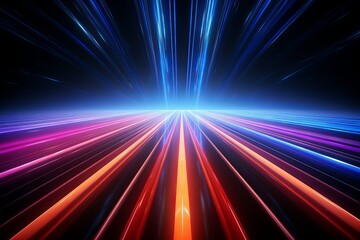 Fototapeta na wymiar Modern futuristic neon light abstract background and Panoramic high speed technology concept