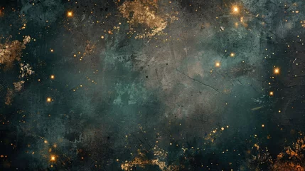 Poster A mesmerizing cosmic nebula formation in shades of green and gold. © Murda