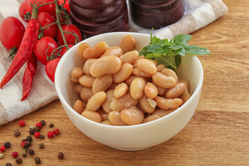 Whinte canned kidney beans in the bowl