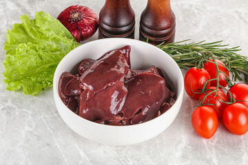 Raw turkey liver in a bowl ready for cooking
