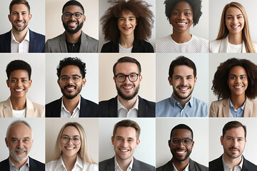 portraits and smiling faces of a group of different people